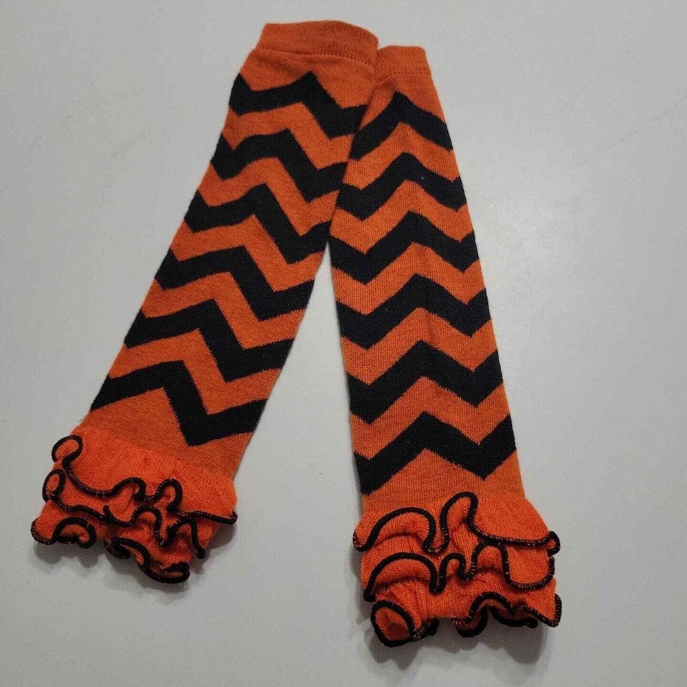 New Boutique Leg Warmer Baby Girl Orange Ruffle Bottom Halloween Stretch LEGGING